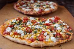 Cherry Tomato, Corn, & Goat Cheese Pizza